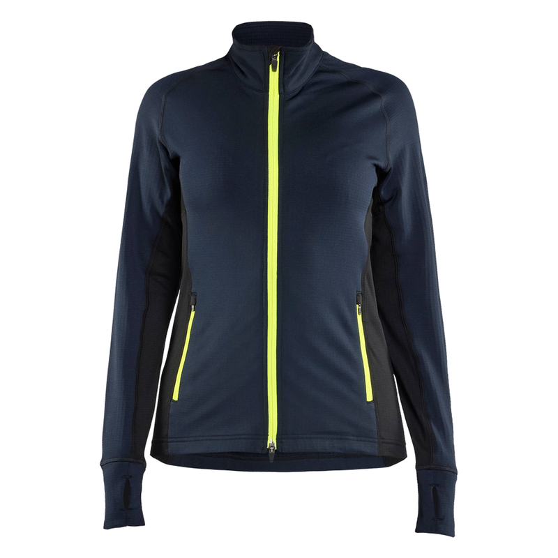 blaklader-striker-damesfleecejack-navy-geel