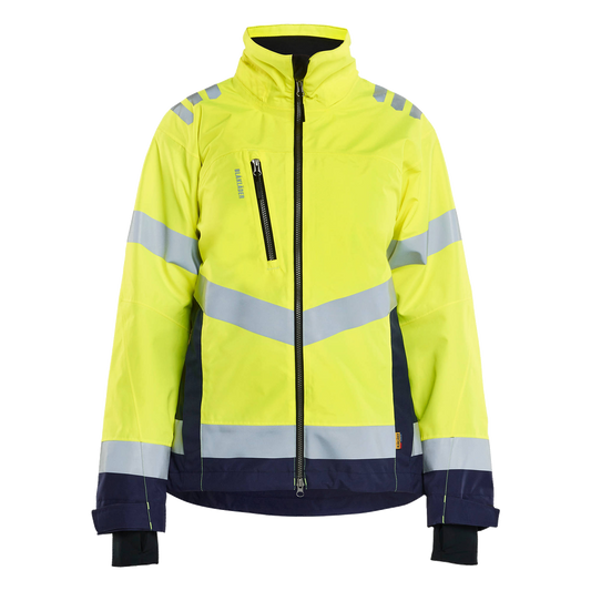 blaklader-dames-high-vis-shell-jack-geel-navy