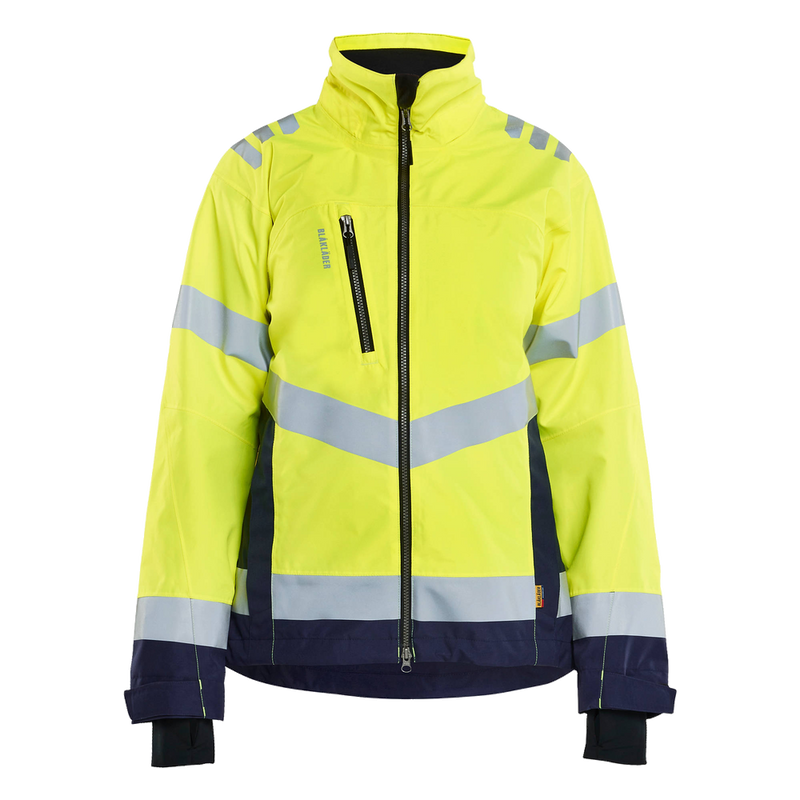 blaklader-dames-high-vis-shell-jack-geel-navy