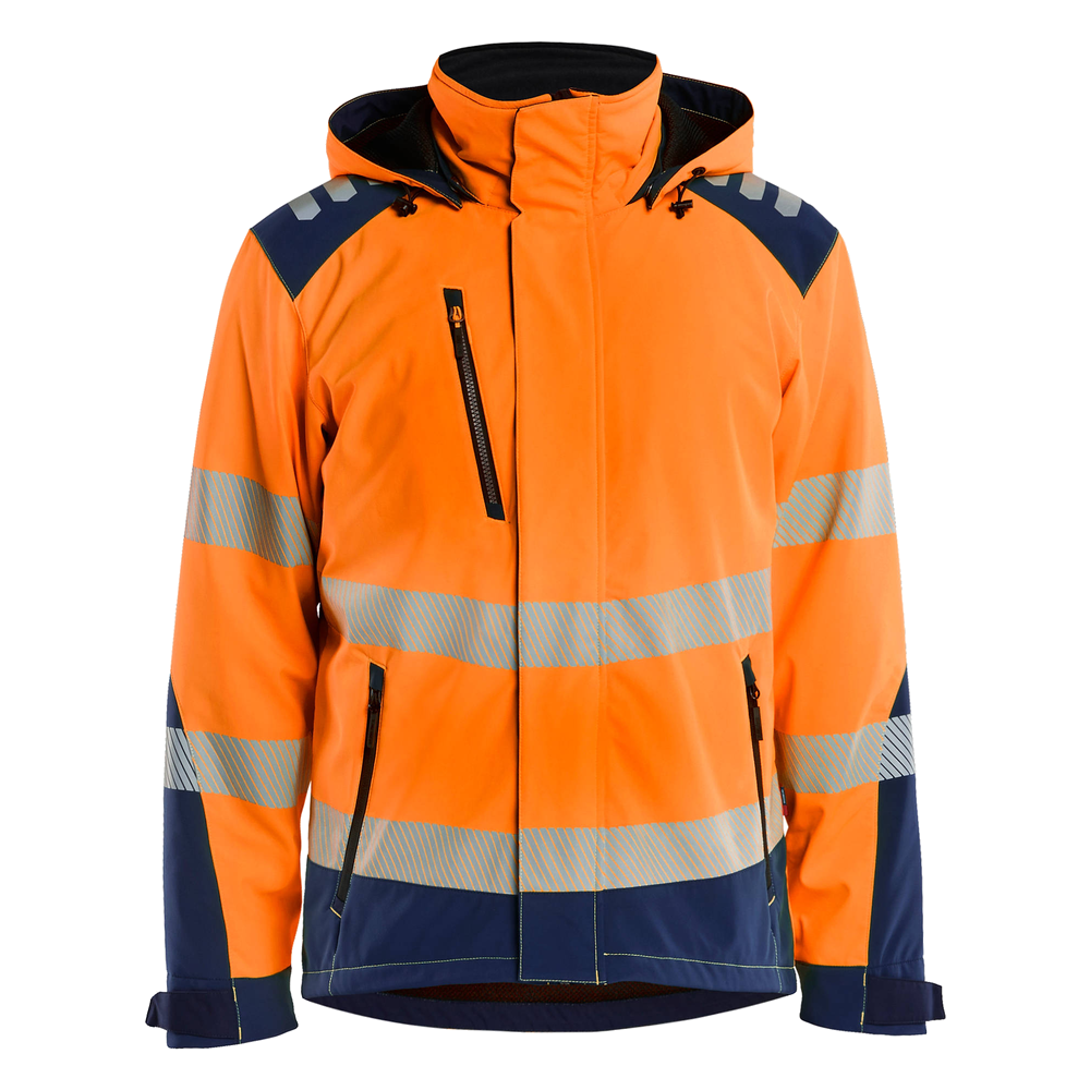 blaklader-high-vis-lichtgewicht-softshell-winterjas-oranje-navy