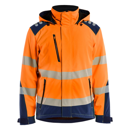 blaklader-high-vis-lichtgewicht-softshell-winterjas-oranje-navy