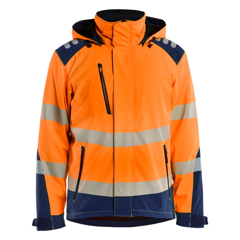 blaklader-high-vis-lichtgewicht-softshell-winterjas-oranje-navy