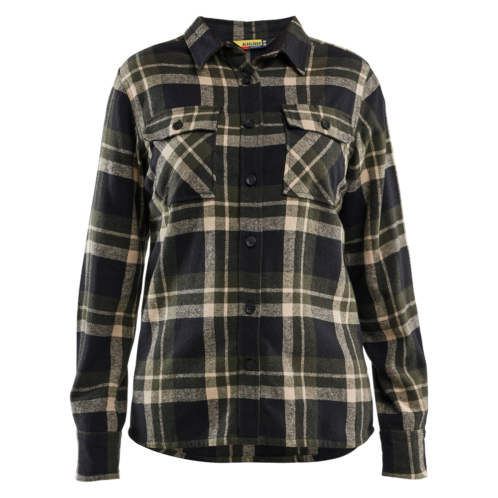 blaklader-dames-overhemd-flanel-donkergroen-zwart