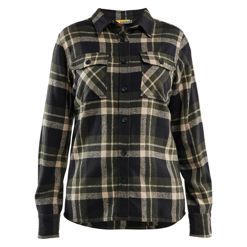 blaklader-dames-overhemd-flanel-donkergroen-zwart