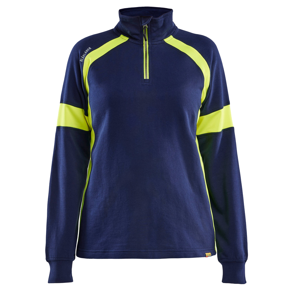 blaklader-dames-sweatshirt-halfzip-visible-navy-geel