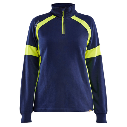 blaklader-dames-sweatshirt-halfzip-visible-navy-geel