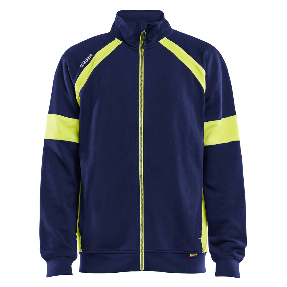 blaklader-sweatvest-visible-met-rits-navy-geel