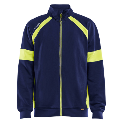 blaklader-sweatvest-visible-met-rits-navy-geel