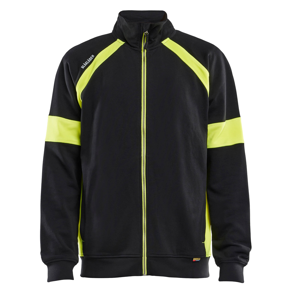 blaklader-sweatvest-visible-met-rits-zwart-high-vis-geel