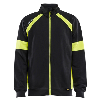 blaklader-sweatvest-visible-met-rits-zwart-high-vis-geel