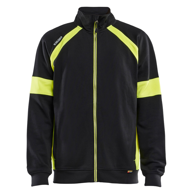 blaklader-sweatvest-visible-met-rits-zwart-high-vis-geel