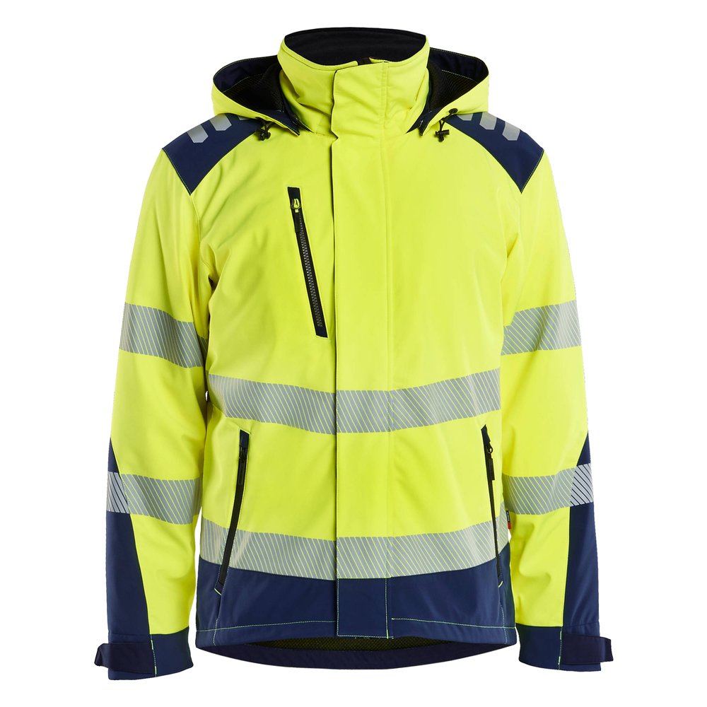 blaklader-high-vis-lichtgewicht-softshell-winterjas-geel-navy