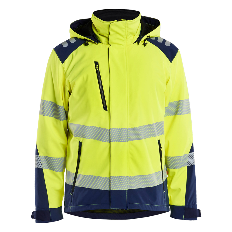 blaklader-high-vis-lichtgewicht-softshell-winterjas-geel-navy