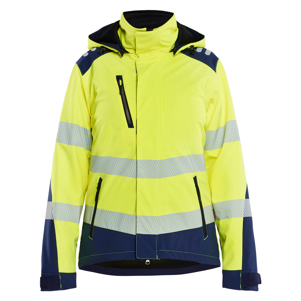 blaklader-dames-high-vis-lichtgewicht-softshell-winterjas-geel-navy