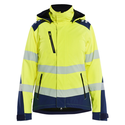blaklader-dames-high-vis-lichtgewicht-softshell-winterjas-geel-navy