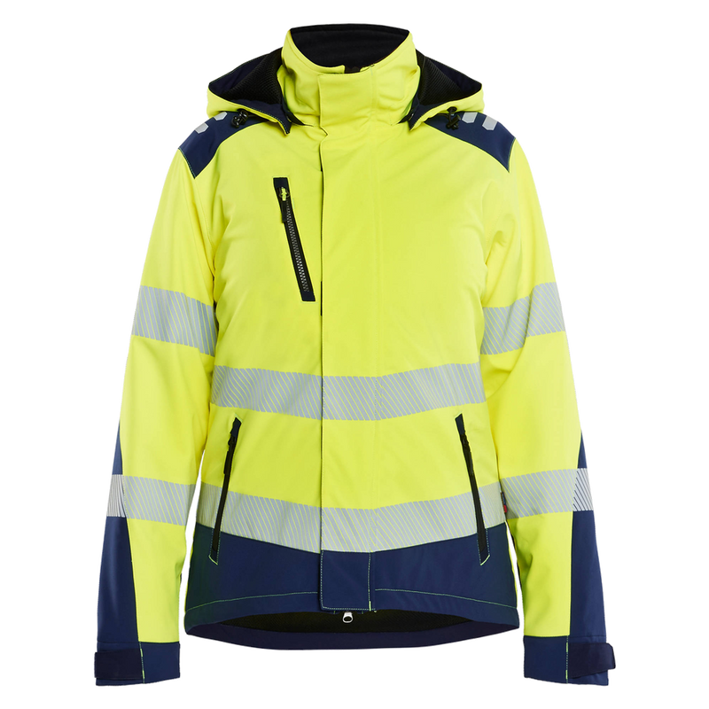 blaklader-dames-high-vis-lichtgewicht-softshell-winterjas-geel-navy