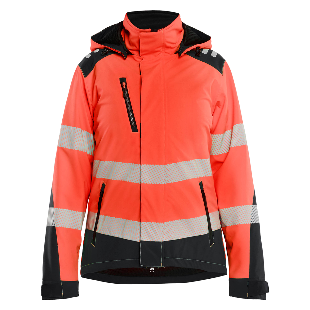 blaklader-dames-high-vis-lichtgewicht-softshell-winterjas-rood-zwart