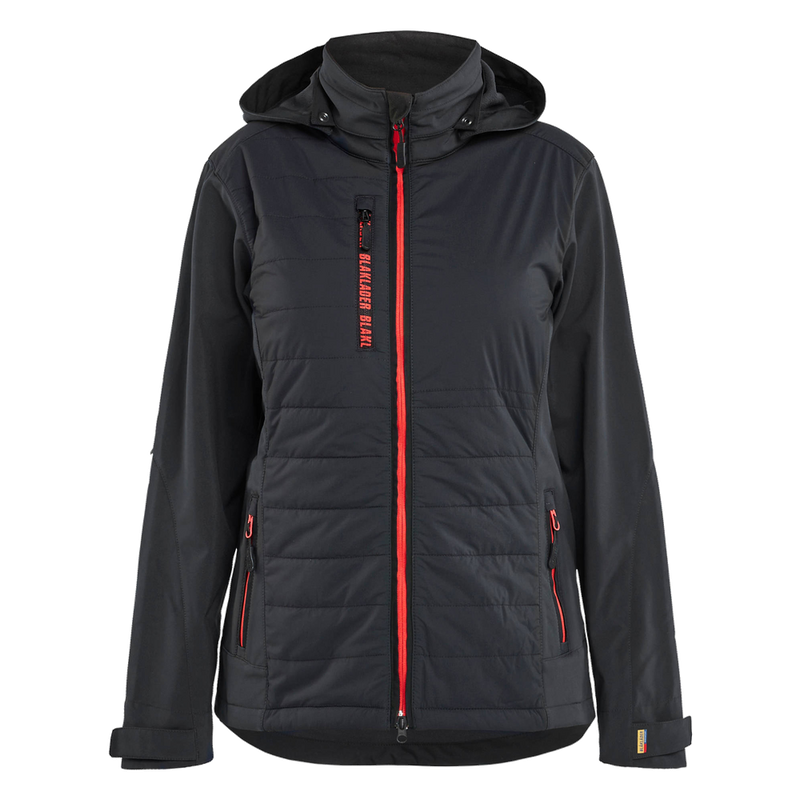 blaklader-dames-hybride-jack-capuchon-zwart-rood
