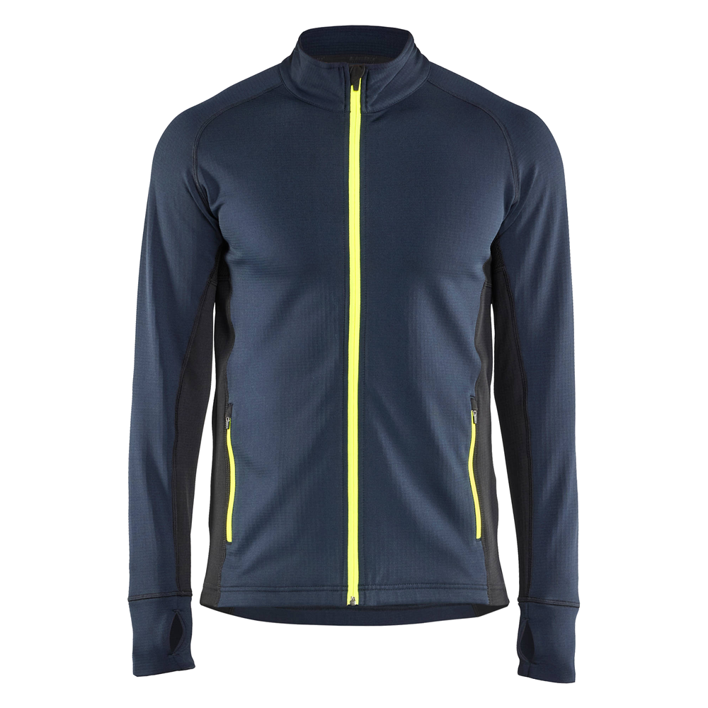 blaklader-striker-fleecejack-navy-geel