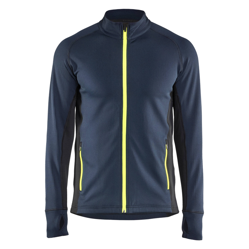 blaklader-striker-fleecejack-navy-geel
