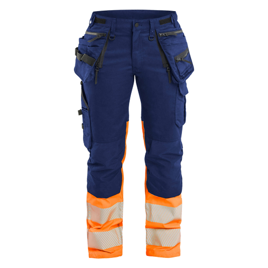 blaklader-dames-high-vis-werkbroek-stretch-navy-oranje