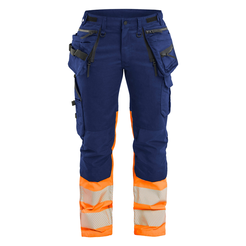 blaklader-dames-high-vis-werkbroek-stretch-navy-oranje