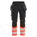 blaklader-dames-high-vis-werkbroek-stretch-zwart-high-vis-rood