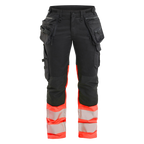blaklader-dames-high-vis-werkbroek-stretch-zwart-high-vis-rood