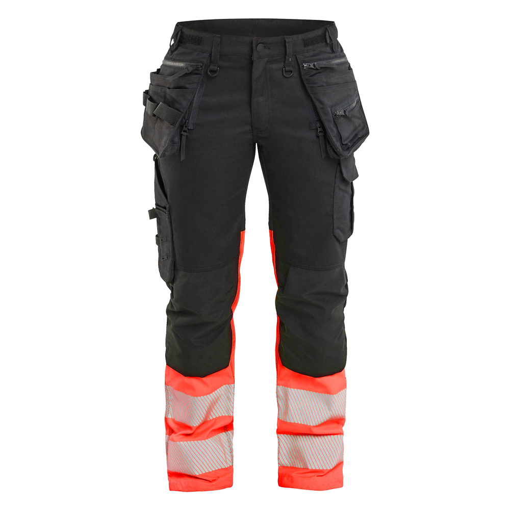 blaklader-dames-high-vis-werkbroek-stretch-zwart-high-vis-rood