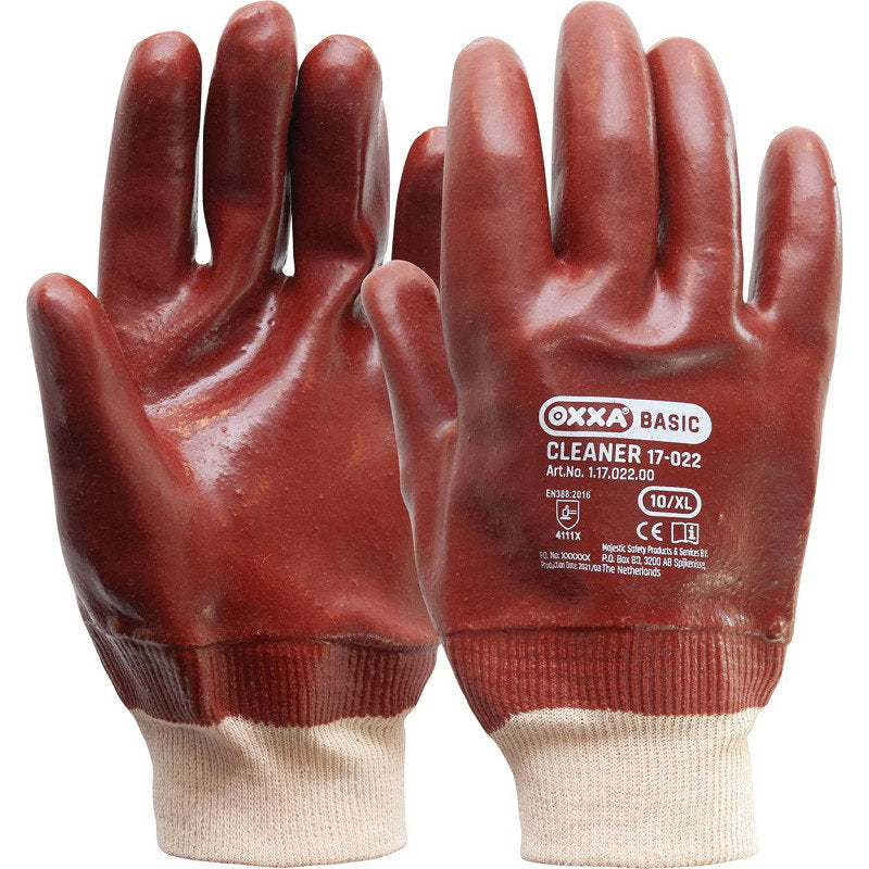 12 Paar OXXA Basic Cleaner Handschoen Pvc 17-022 Rood