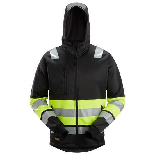 snickers-high-vis-kl1-hoodie-met-rits-zwart-geel