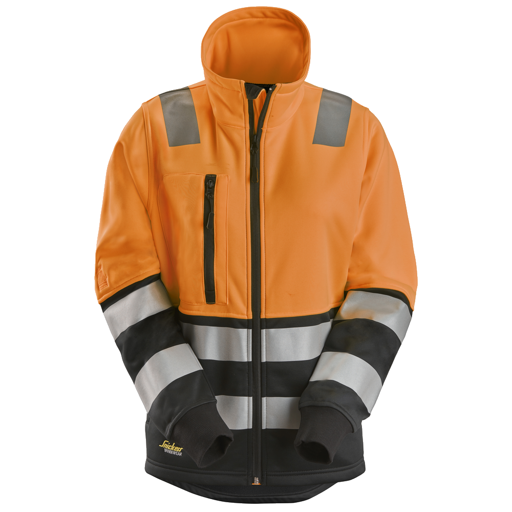 snickers-high-vis-kl2-damesjack-met-rits-oranje-zwart