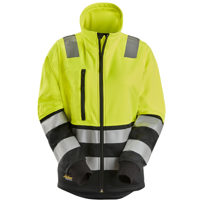 snickers-high-vis-kl2-damesjack-met-rits-geel-zwart