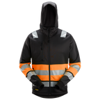 snickers-high-vis-kl1-hoodie-met-rits-zwart-oranje