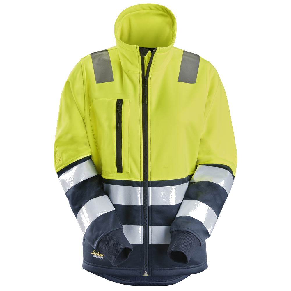 snickers-high-vis-kl2-damesjack-met-rits-geel-navy