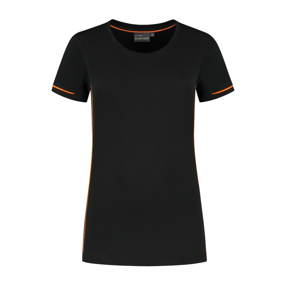 santino-contrast-t-shirt-cal-ladies-zwart-oranje