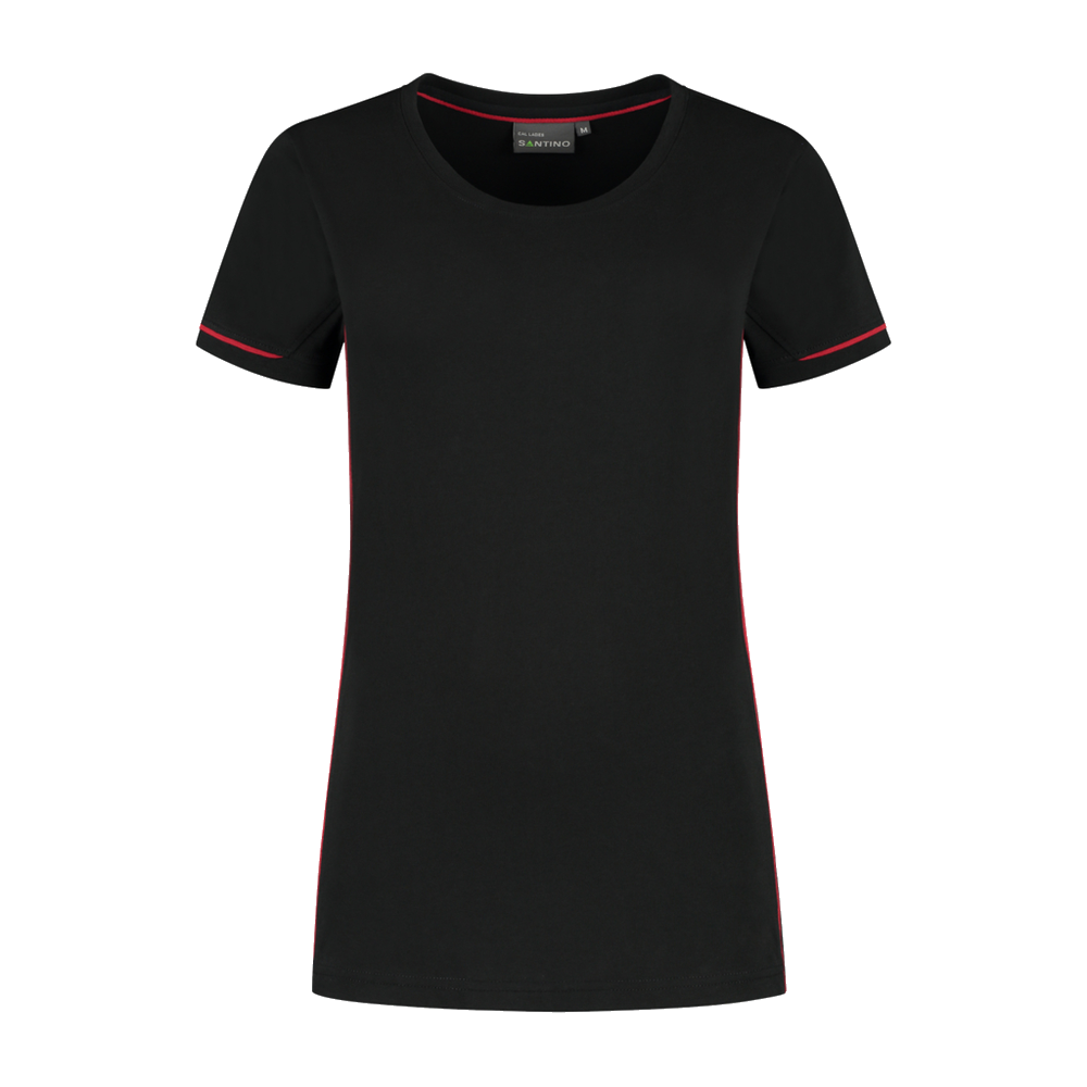 santino-contrast-t-shirt-cal-ladies-zwart-rood