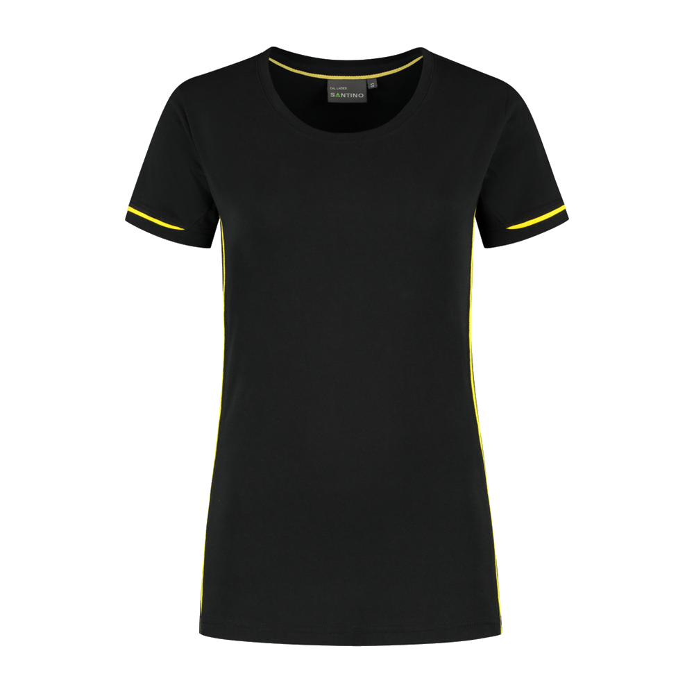 santino-contrast-t-shirt-cal-ladies-zwart-geel