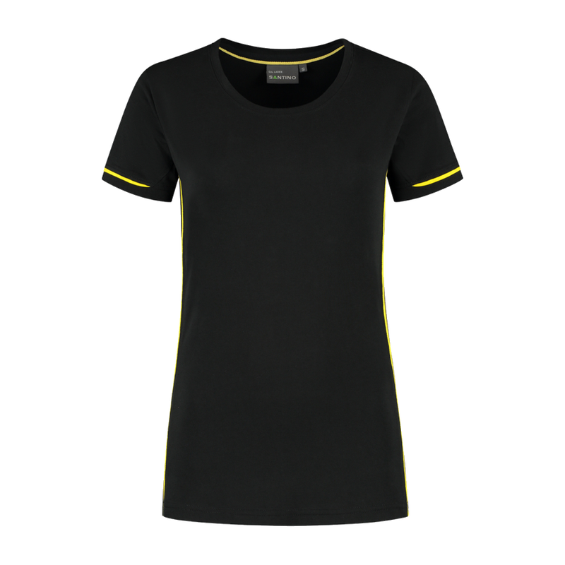 santino-contrast-t-shirt-cal-ladies-zwart-geel