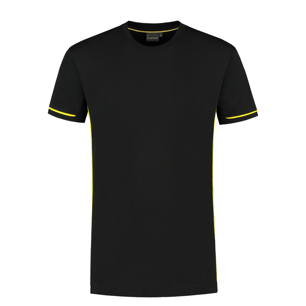 santino-contrast-t-shirt-cal-zwart-geel