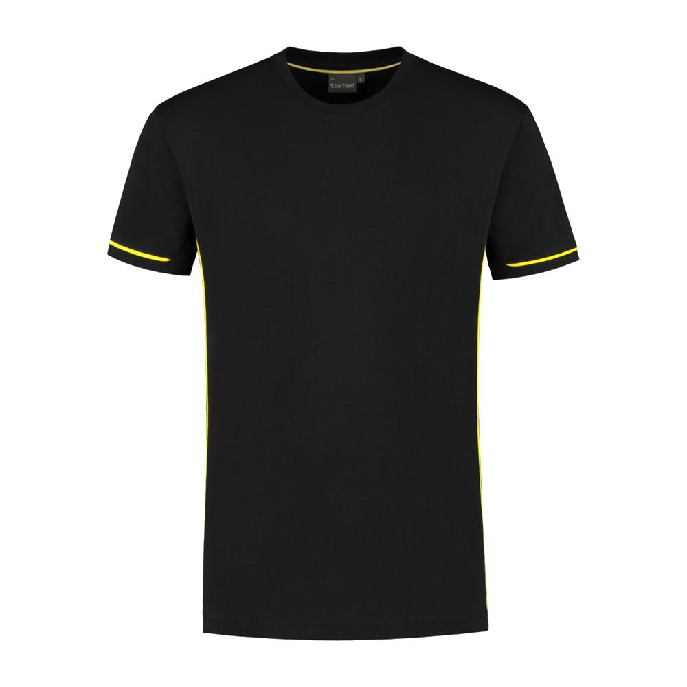 santino-contrast-t-shirt-cal-zwart-geel