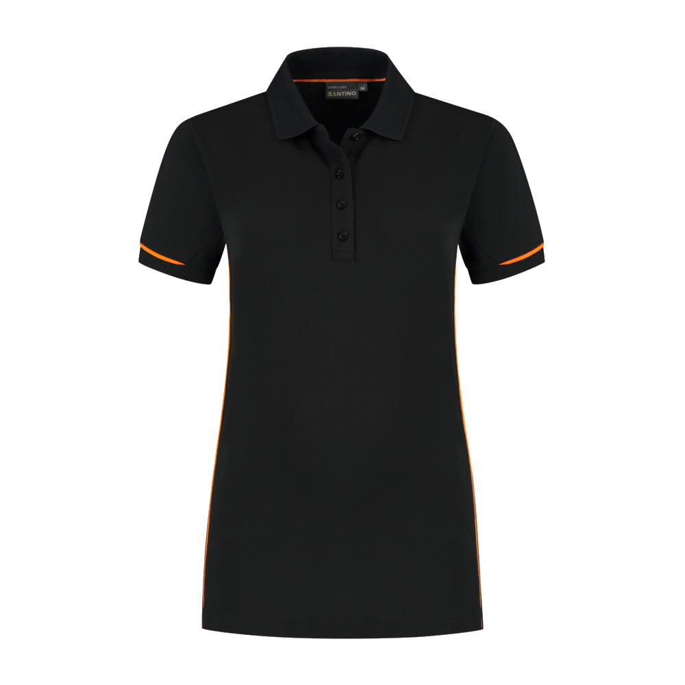santino-contrast-poloshirt-carsen-ladies-zwart-oranje