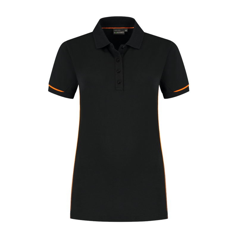 santino-contrast-poloshirt-carsen-ladies-zwart-oranje