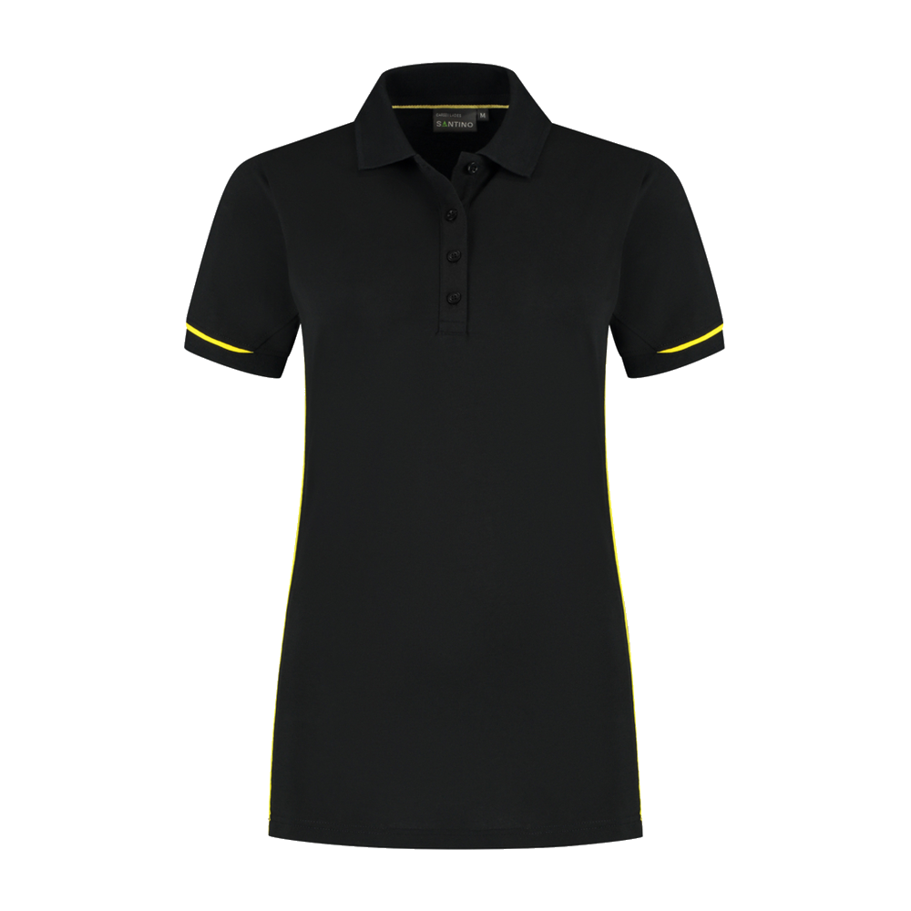 santino-contrast-poloshirt-carsen-ladies-zwart-geel