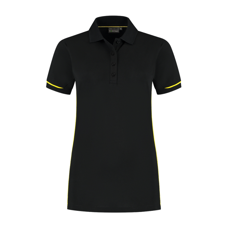 santino-contrast-poloshirt-carsen-ladies-zwart-geel