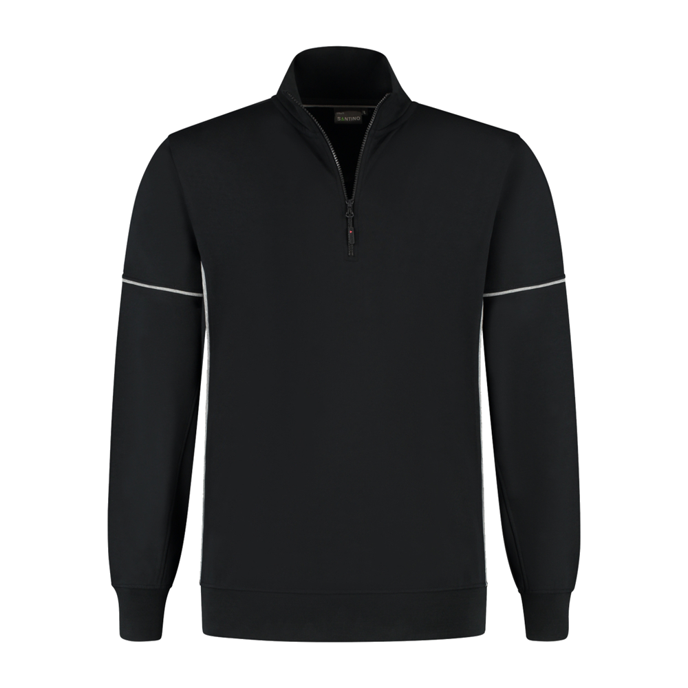 santino-contrast-zipsweater-collin-zwart-grijs