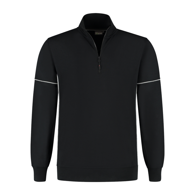 santino-contrast-zipsweater-collin-zwart-grijs