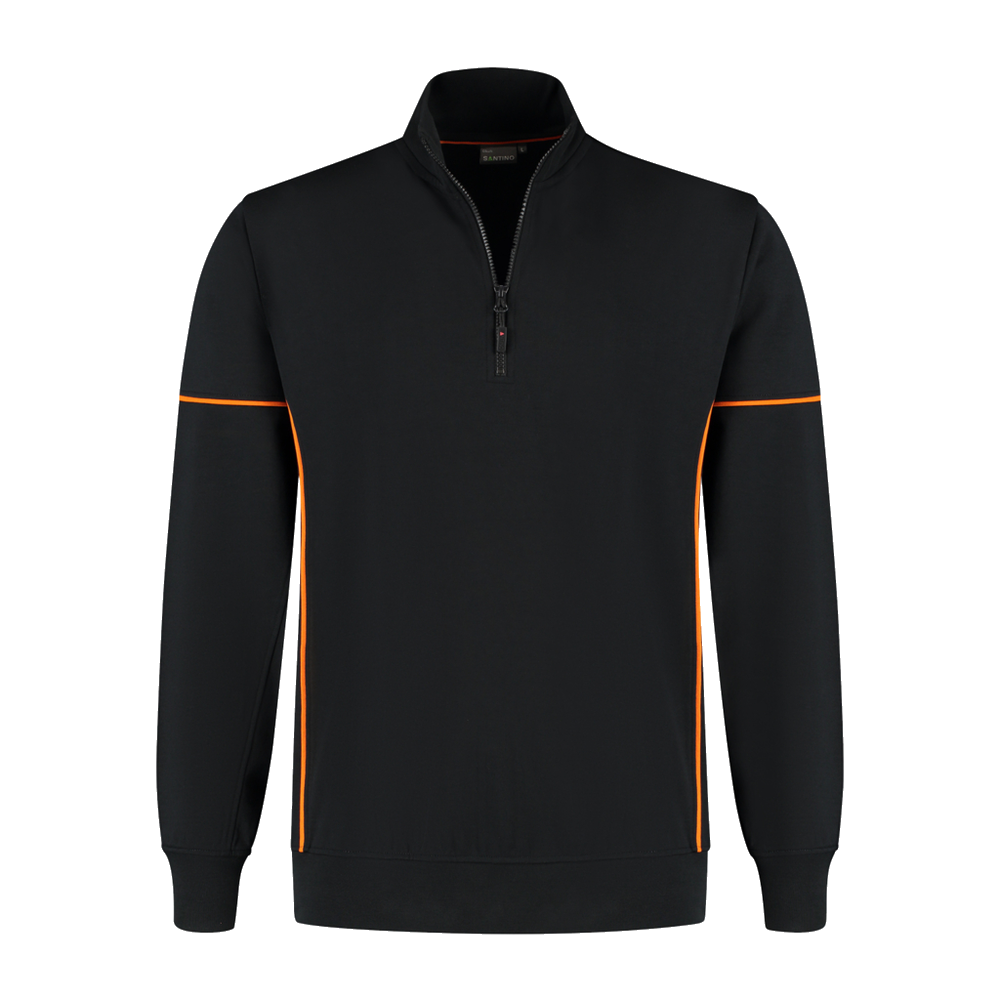 santino-contrast-zipsweater-collin-zwart-oranje