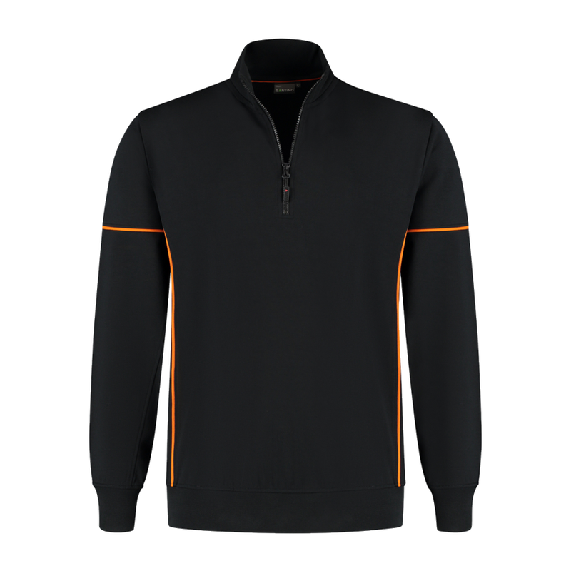 santino-contrast-zipsweater-collin-zwart-oranje
