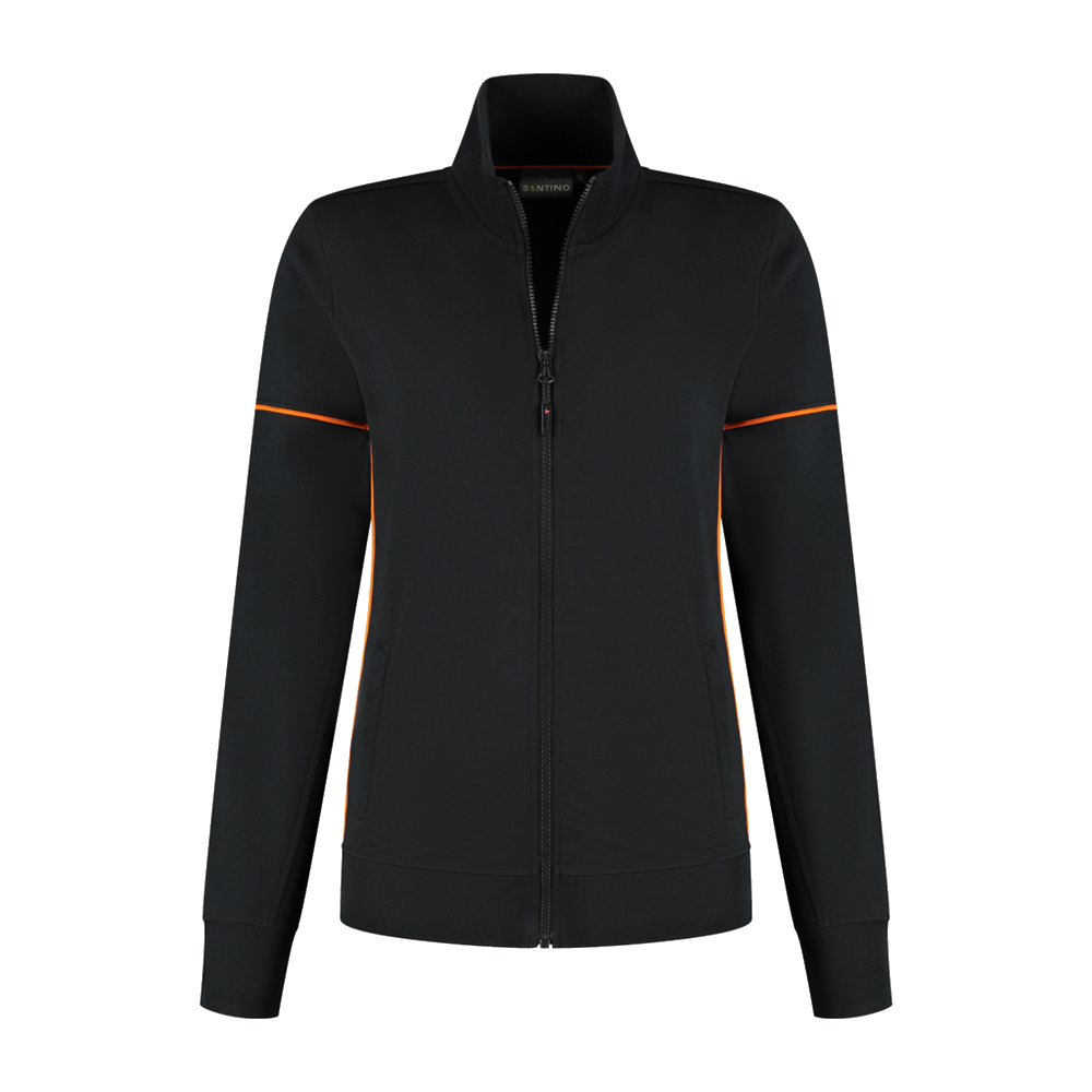 santino-contrast-sweatvest-colt-ladies-zwart-oranje